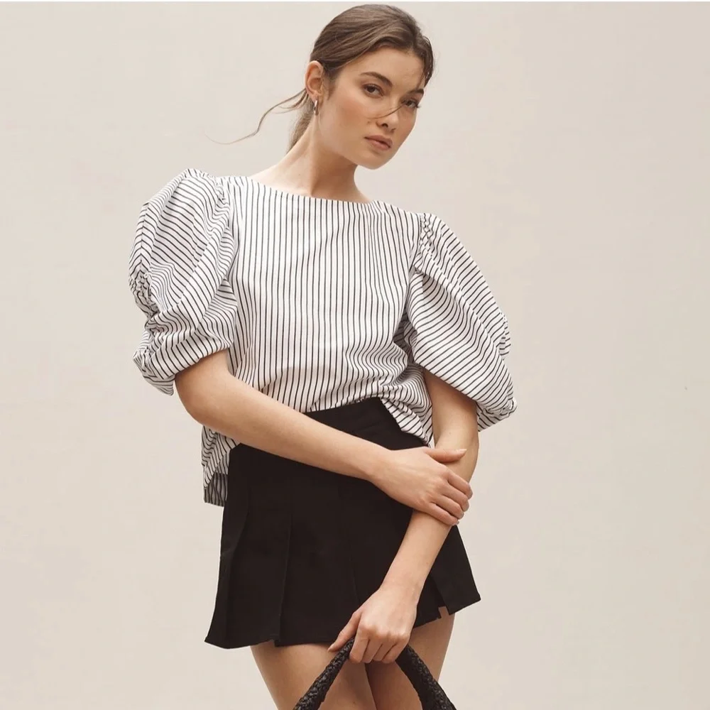NWT! Anthropologie Maeve Puff-Sleeve Boatneck Top 🦕